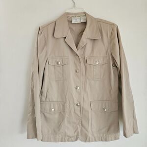 Susan Bristol Casuals Jacket Womens Small Beige Cargo Style Cotton Button Up